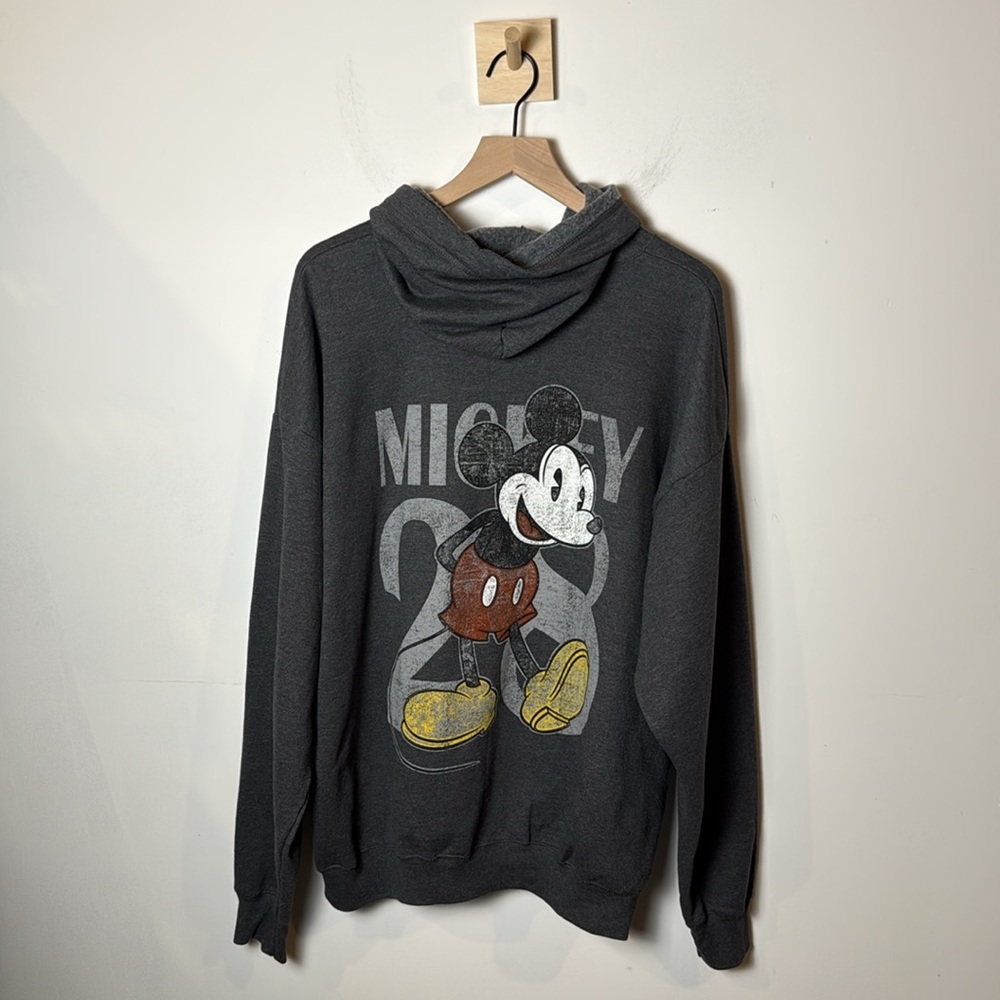 Disney Parks Disneyland Mickey Mouse Dark Gray Zip‎ Hoodie Sweatshirt 2XL